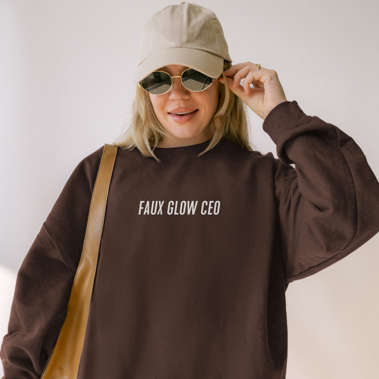 Faux Glow CEO Embroidered Crewneck
