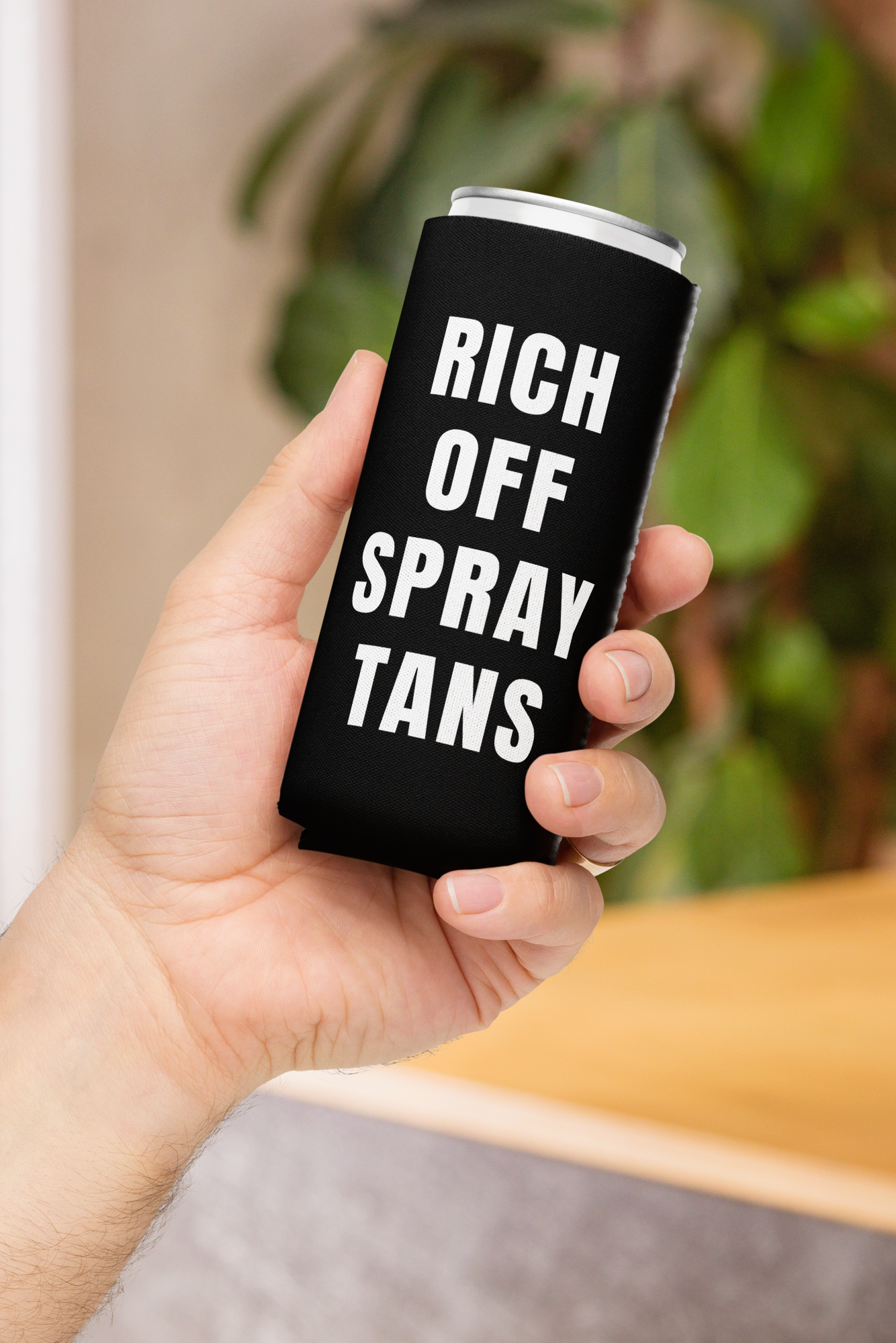 Rich Off Spray Tans Slim Can Cooler | ALT SUN X SUNNY HUNNY