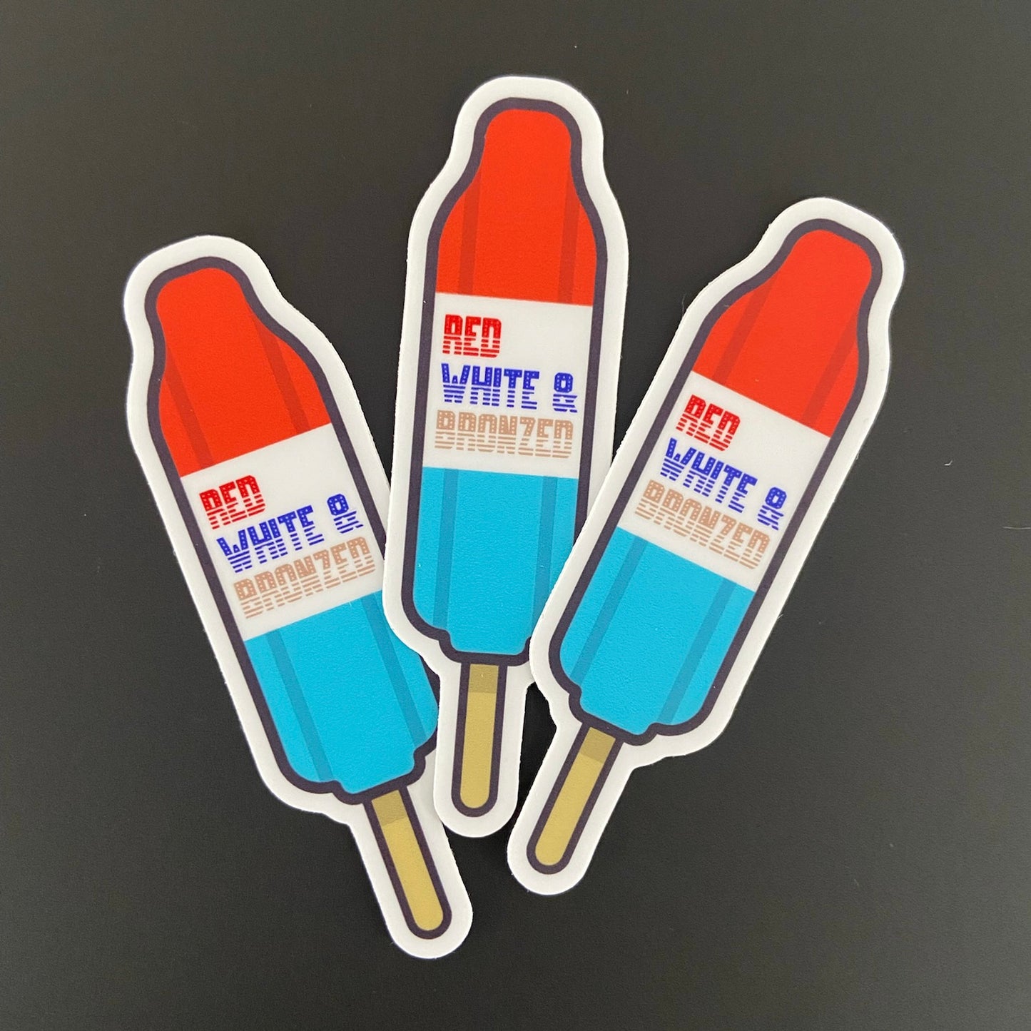 Red, White & Bronzed Vinyl Sticker