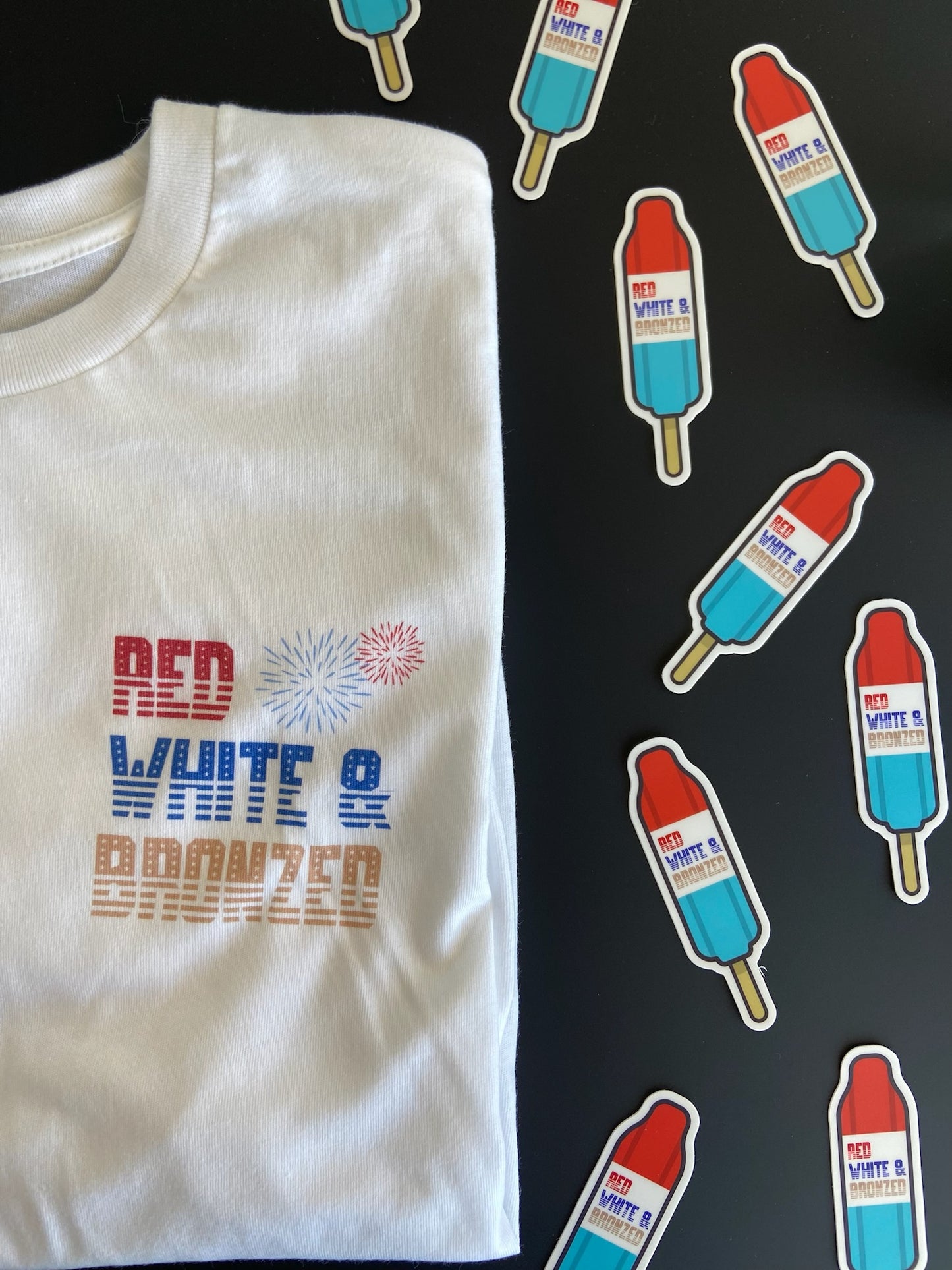 Red, White & Bronzed Vinyl Sticker
