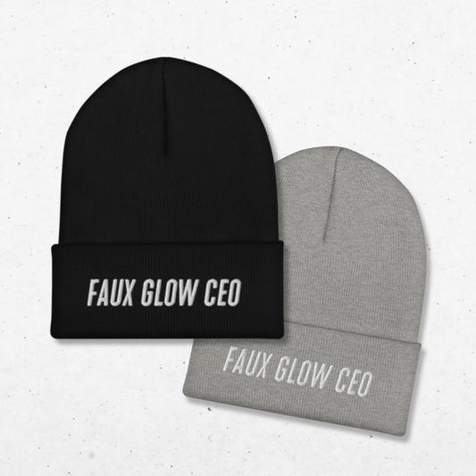 Embroidered Beanie Hat | Faux Glow CEO