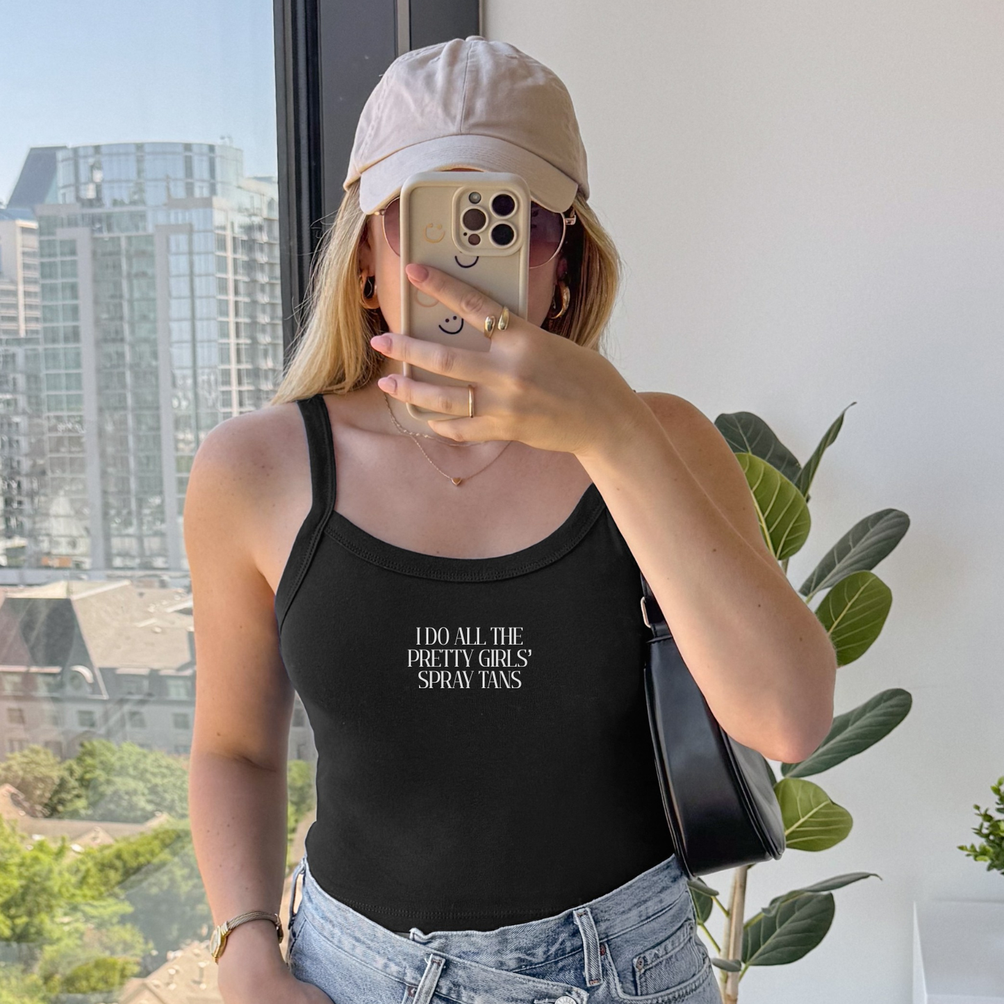 I Do All The Pretty Girls’ Spray Tans Embroidered Micro-Rib Tank