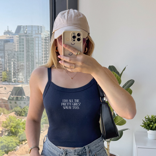 Embroidered Micro-Rib Tank | I Do All The Pretty Girls’ Spray Tans