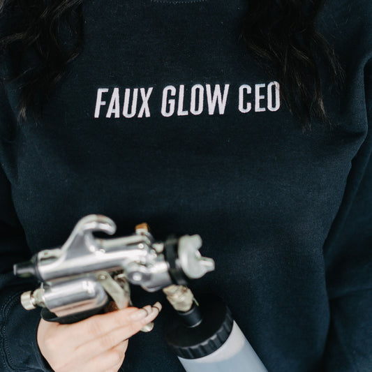 Embroidered Crewneck Sweatshirt | Faux Glow CEO