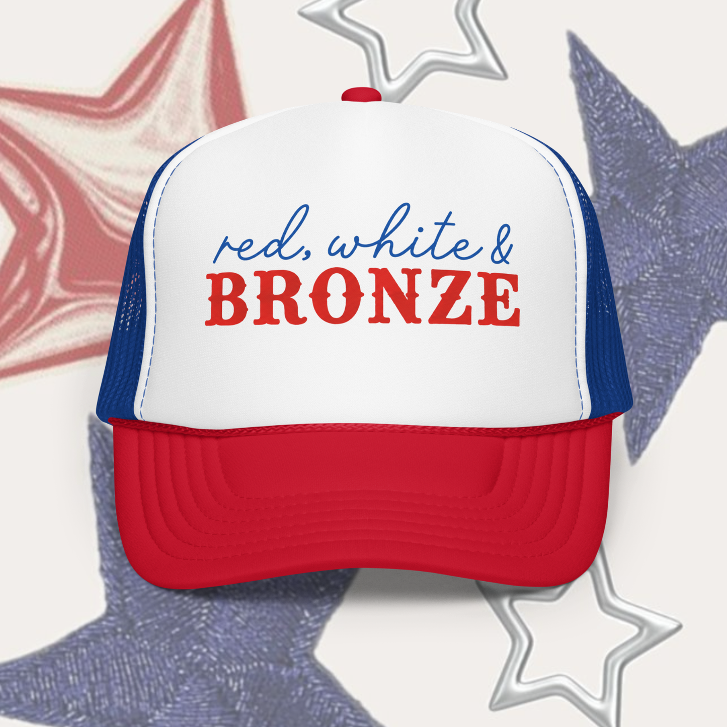 Red, White & Bronze Foam Trucker Hat