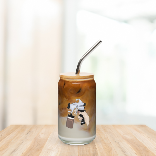 Can Shaped Glass Cup | Spray Tan Gun