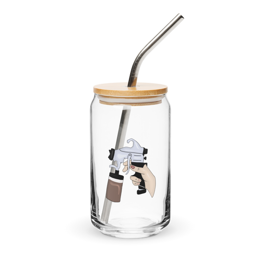 Spray Tan Gun Can Shaped Glass Cup