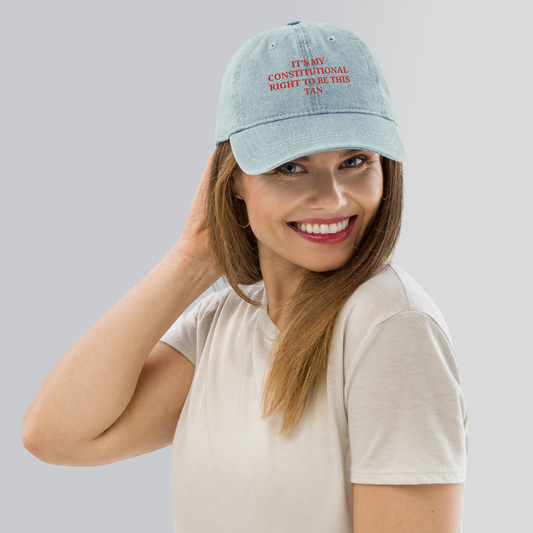 Constitutional Right To Be Tan Embroidered Denim Hat