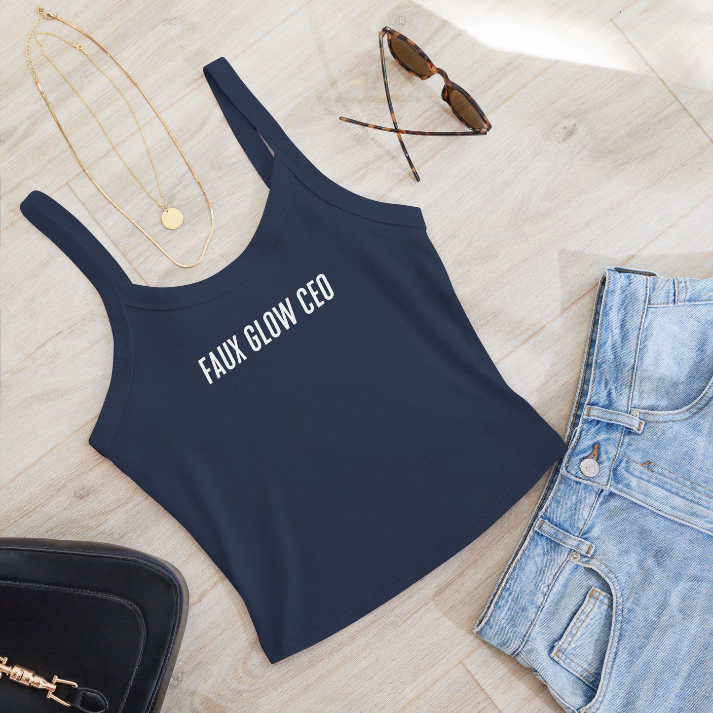 Faux Glow CEO Micro-rib Tank Top